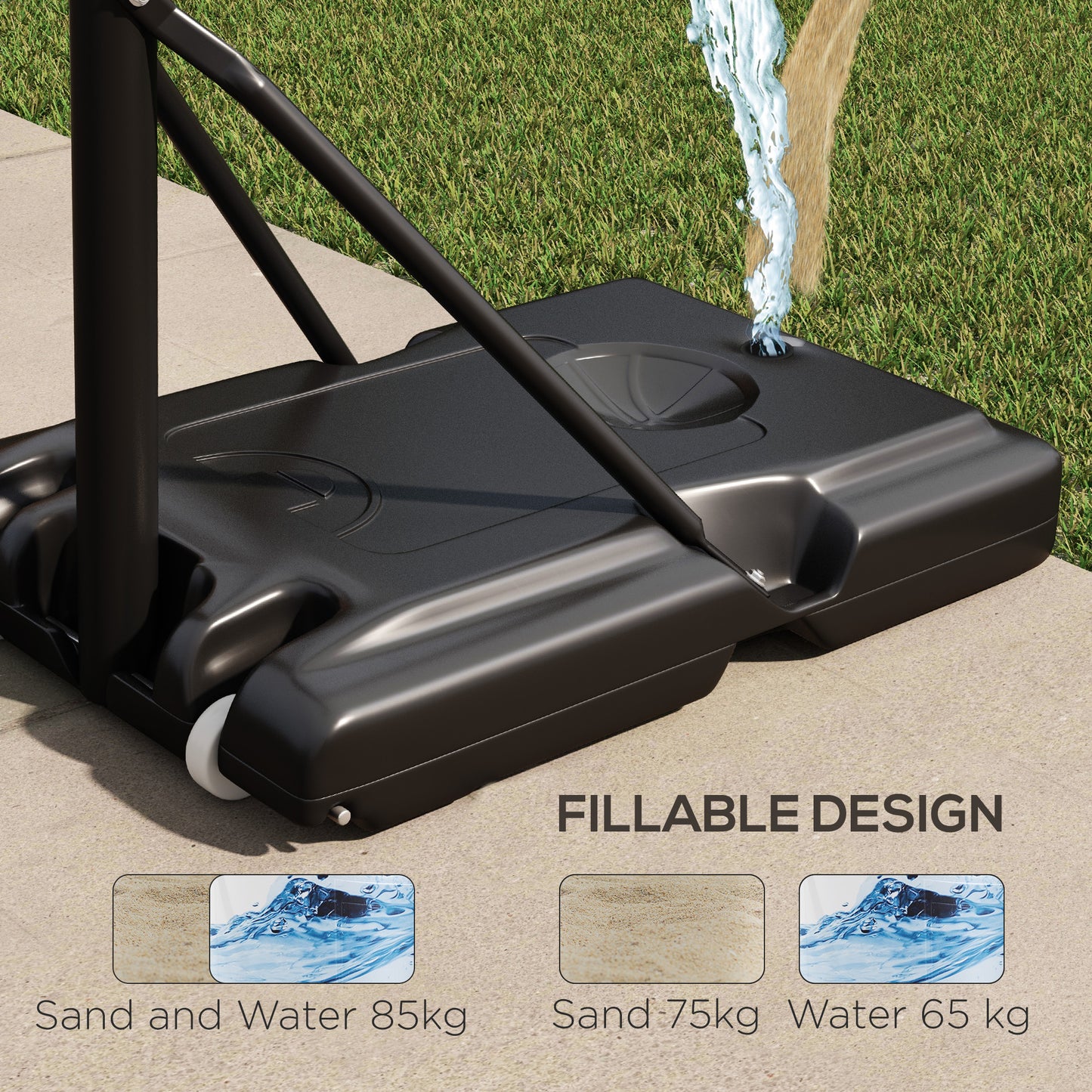 2.35-3.05m Basketball Hoop and Stand with Weighted Base and Wheels