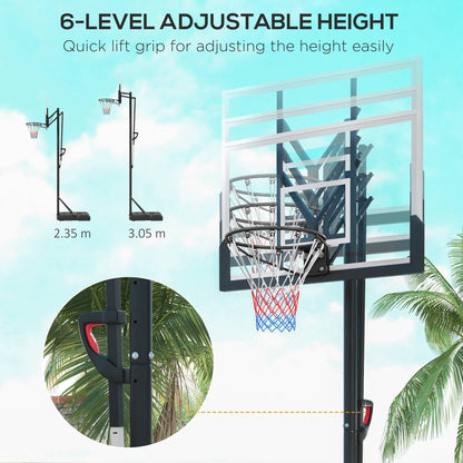 2.35-3.05m Basketball Hoop and Stand with Weighted Base and Wheels