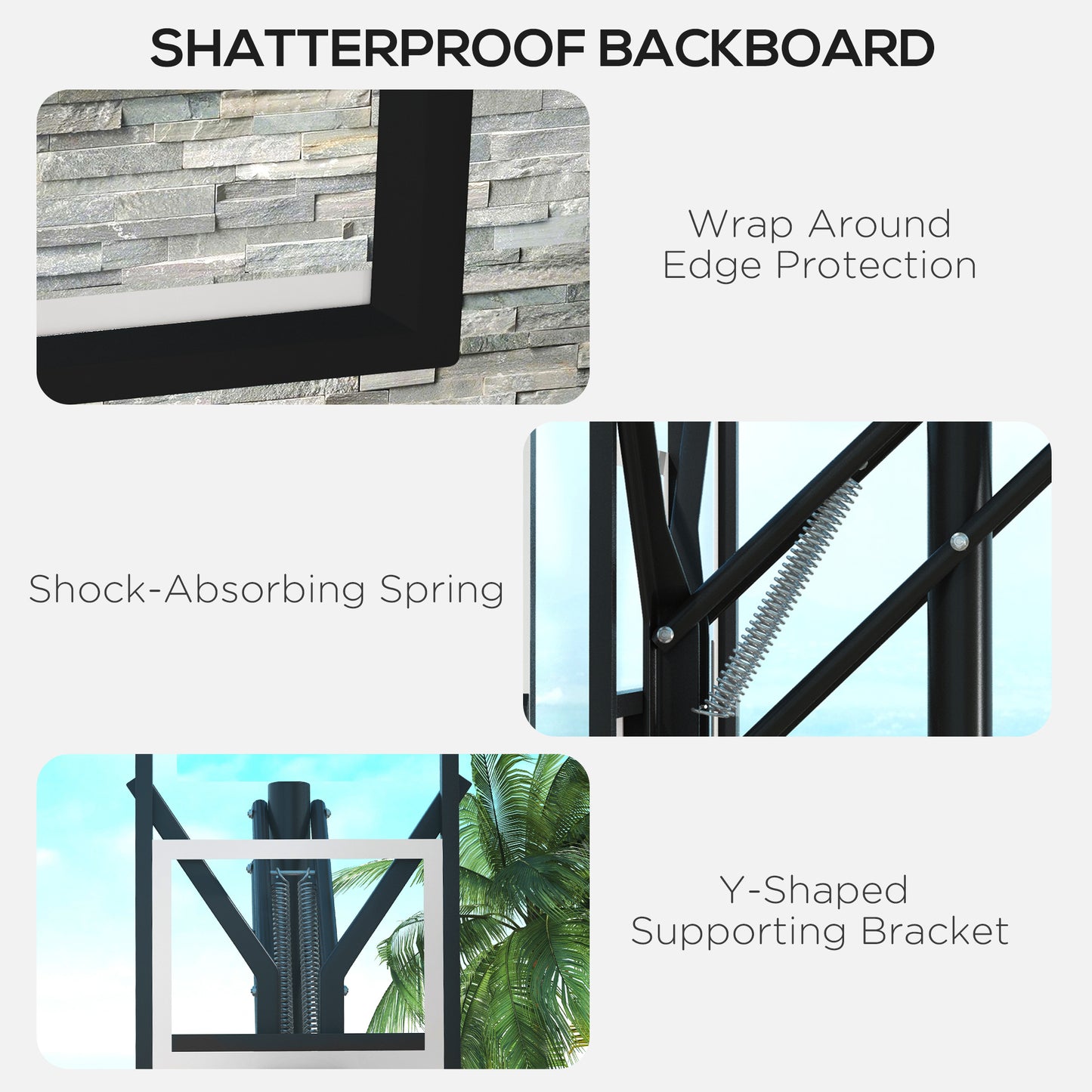 2.35-3.05m Basketball Hoop and Stand with Weighted Base and Wheels