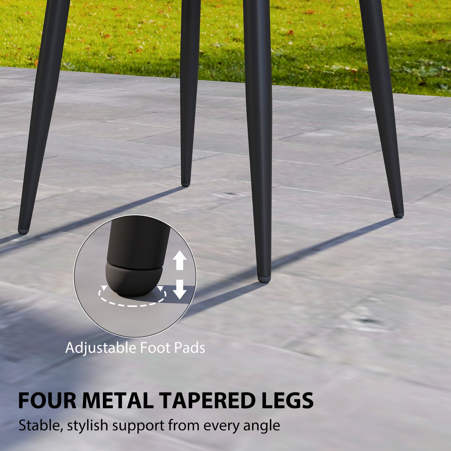 49.5 cm Round Garden Table, Small Outdoor Coffee Side Table with Plastic Tray-Style Top, Metal Legs, Garden Tables for Indoor, Patio, Porch, Balcony, Black