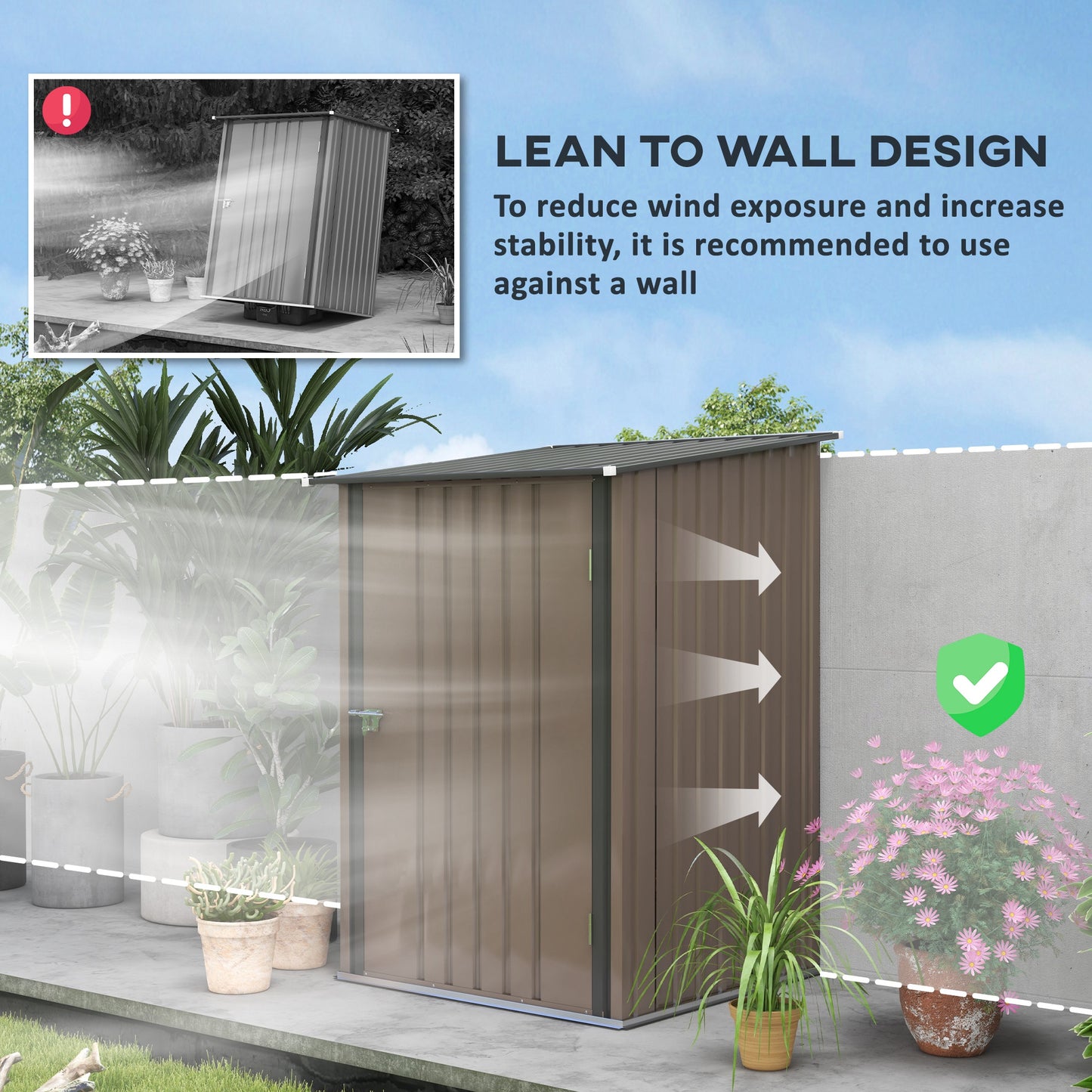 3.3ft x 3.4ft Outdoor Storage Shed Steel Garden Shed w/ Lockable Door