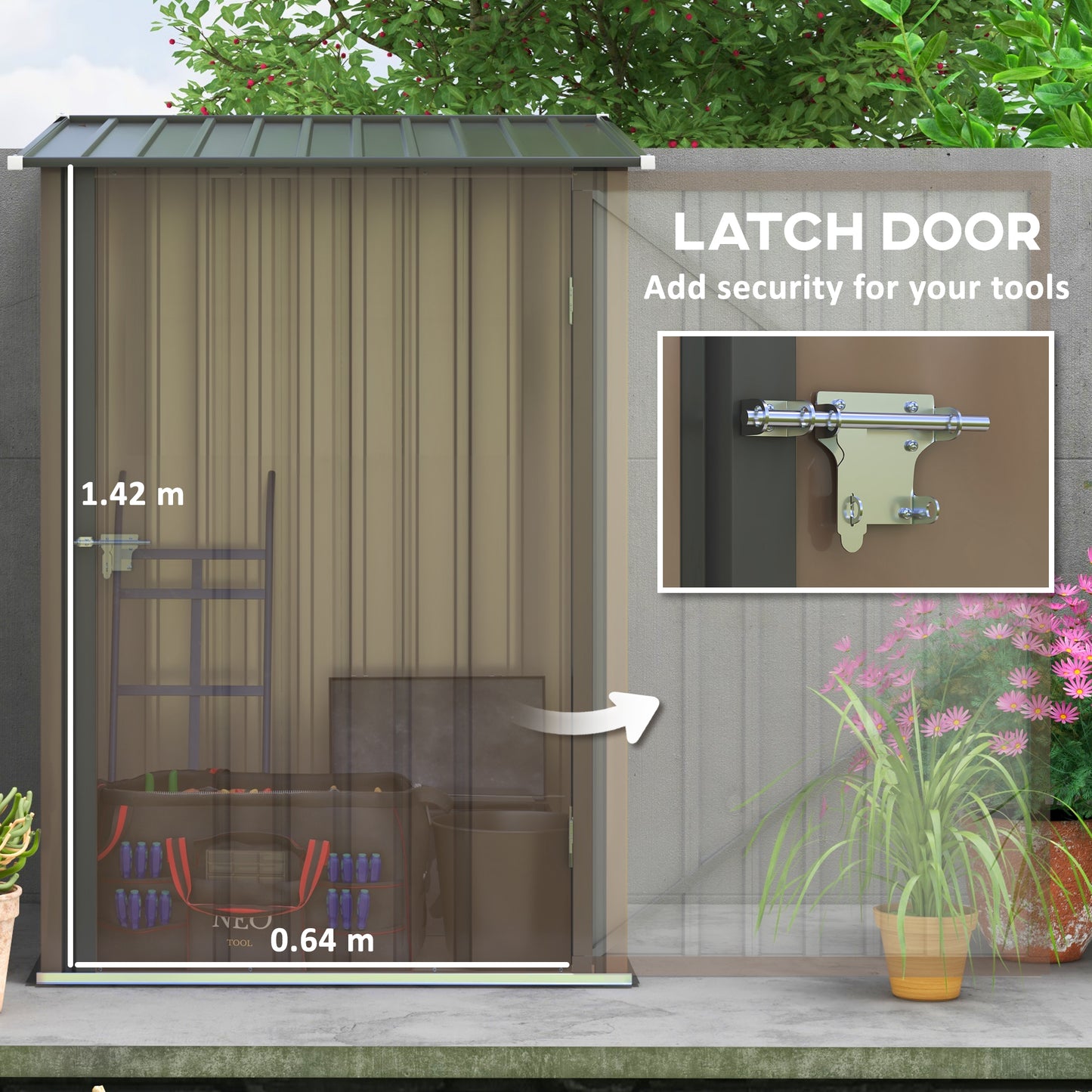 3.3ft x 3.4ft Outdoor Storage Shed Steel Garden Shed w/ Lockable Door