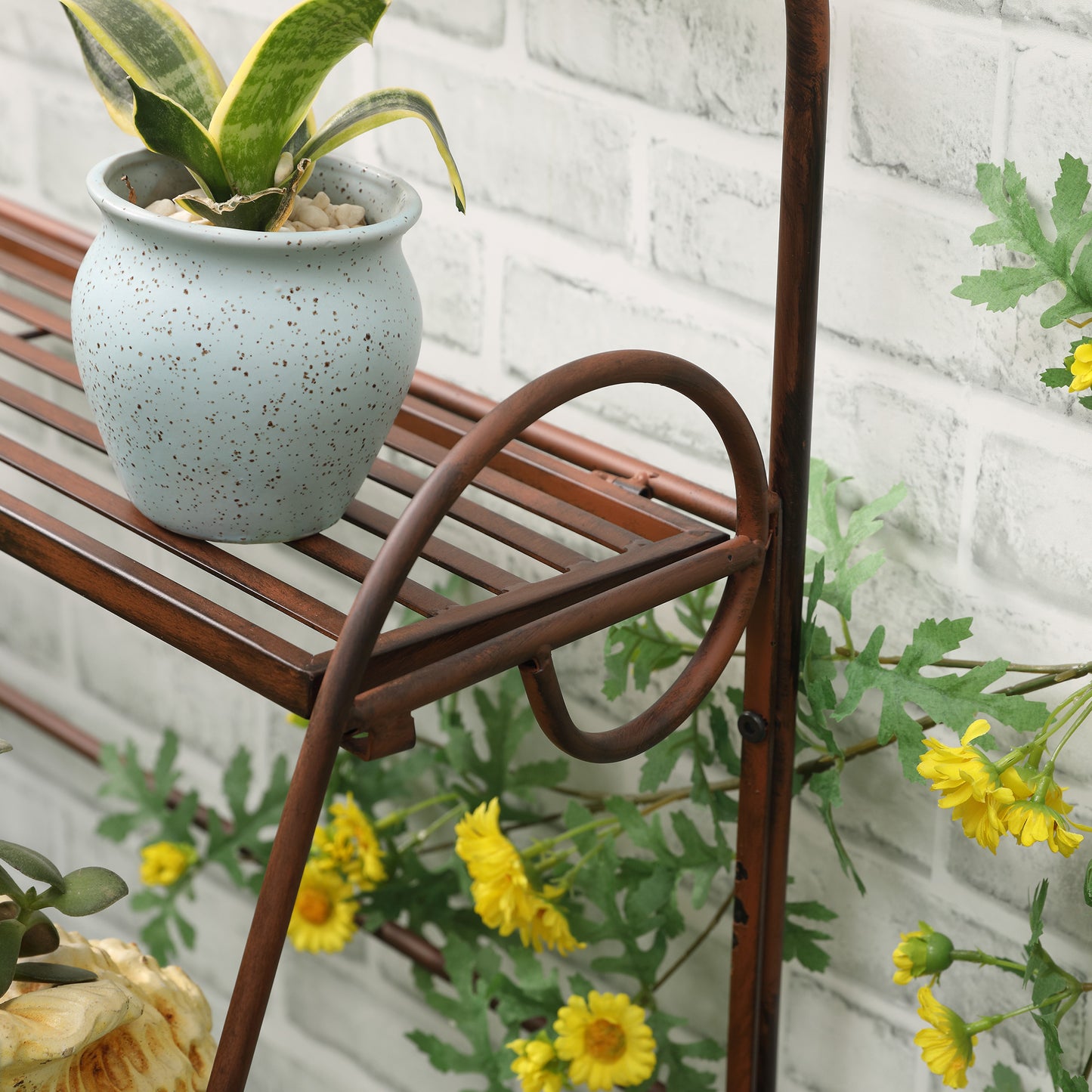 3 Tier Metal Plant Stand, Flower Pot Display Shelf Indoor & Outdoor