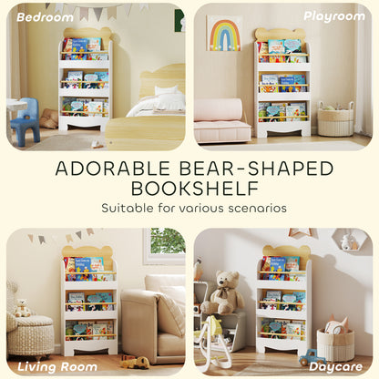3 Tier Kids Bookshelf Bear Theme Children Bookcase