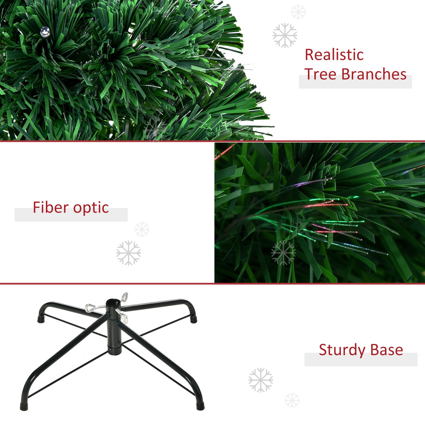 4FT Pre-lit Fibre Optic Christmas Tree Artificial Holiday Décor Metal
