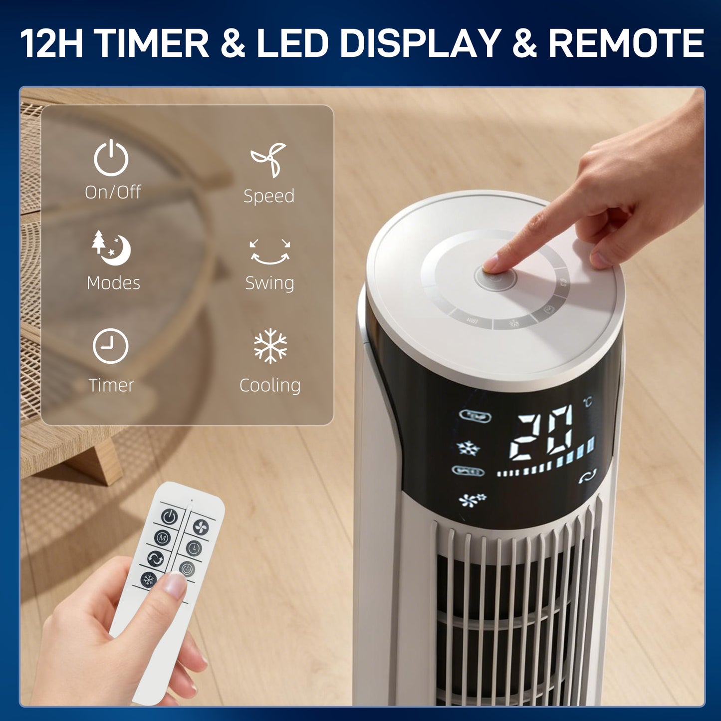 Air Cooler Ice Cooling Fan for Bedroom, Living Room, White