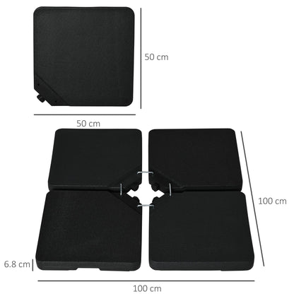 Set of 4 Parasol Base Stand Weights for Cantilever Umbrella, Black