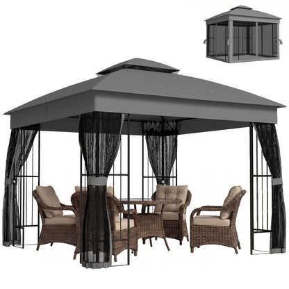 3 x 3 m Garden Gazebo with Shelves, UPF50+ Permanent Gazebo