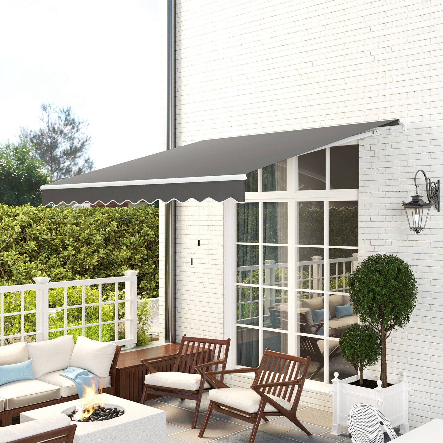 2.95 x 2.5m Canopy Sun Shade Shelter with Crank Handle, Dark Grey