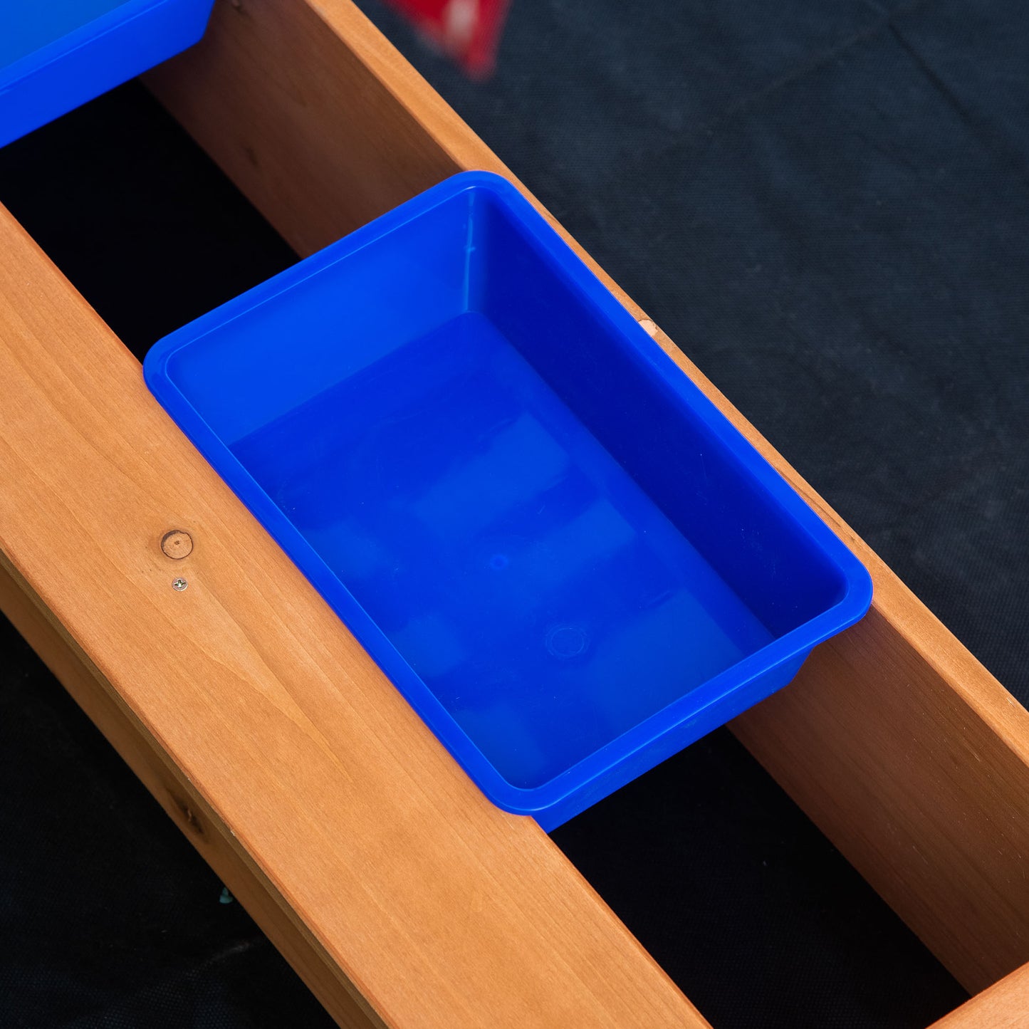 Kids Wooden Sandbox Sand Pit Height Adjustable with Canopy Basins