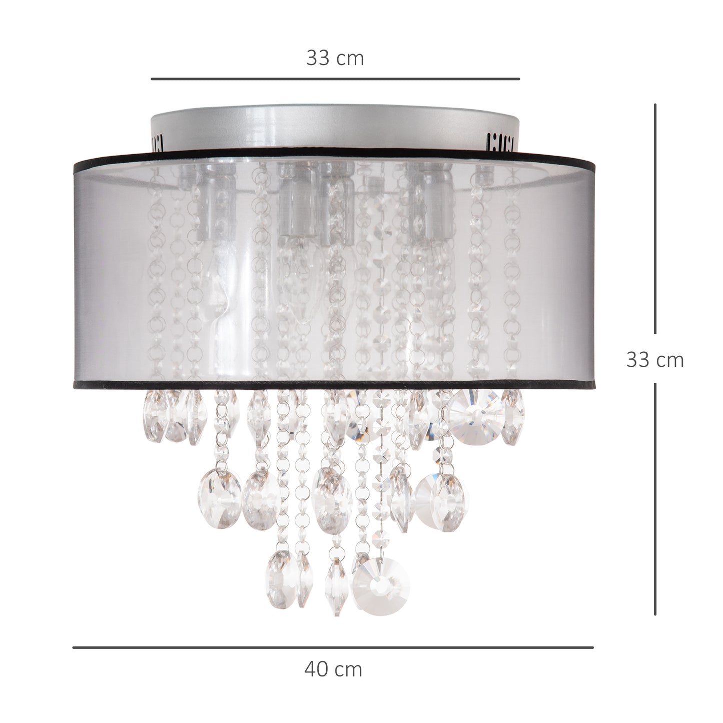 Modern Crystal Chandelier Flush Mount Ceiling Light for Bedroom, 40cm