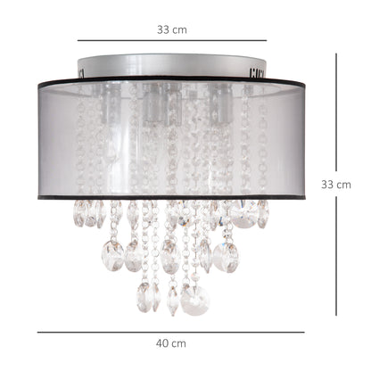 Modern Crystal Chandelier Flush Mount Ceiling Light for Bedroom, 40cm