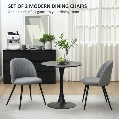 Set of 2 Dining Chairs with Shell Backrest and Padded Seat Grey