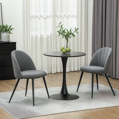 Set of 2 Dining Chairs with Shell Backrest and Padded Seat Grey