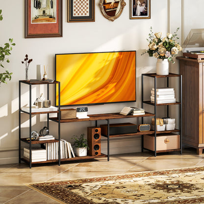 TV Unit for TVs up to 55 Inches, Industrial TV Stand with Shelves