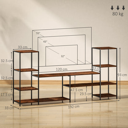 TV Unit for TVs up to 55 Inches, Industrial TV Stand with Shelves
