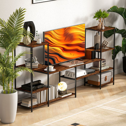 TV Unit for TVs up to 55 Inches, Industrial TV Stand with Shelves