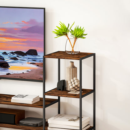 TV Unit for TVs up to 55 Inches, Industrial TV Stand with Shelves