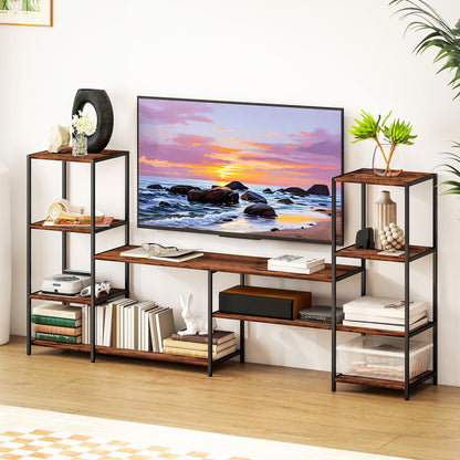 TV Unit for TVs up to 55 Inches, Industrial TV Stand with Shelves
