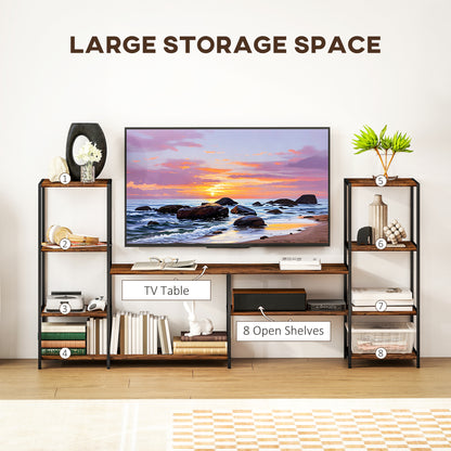 TV Unit for TVs up to 55 Inches, Industrial TV Stand with Shelves