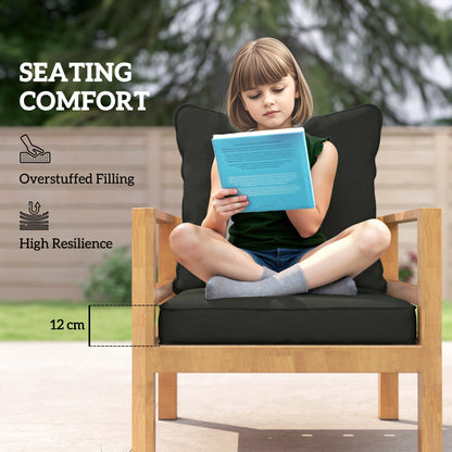 Garden Chair Cushion with Seat & Back Pad, CUSHION ONLY, Black