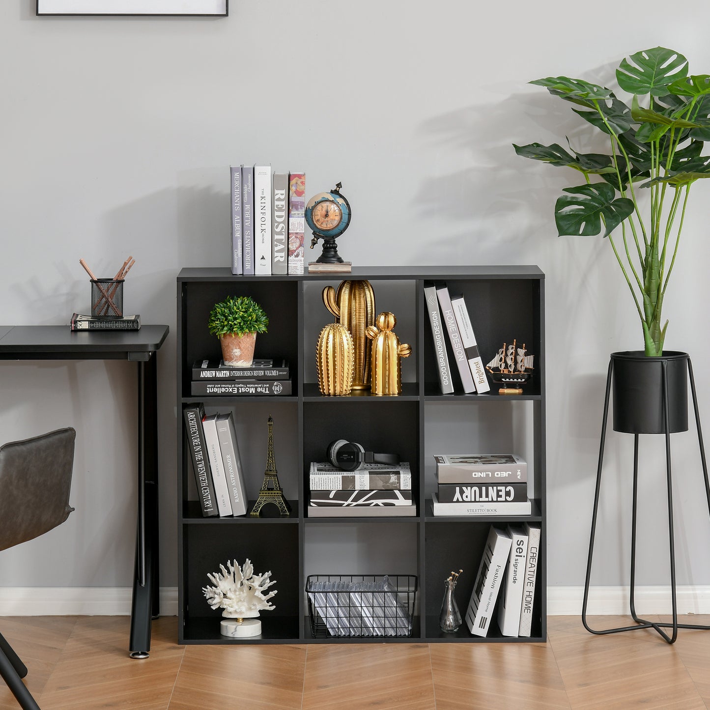 9 Cube Storage Cupboard Bookcase Bookshelf Home Office, Black