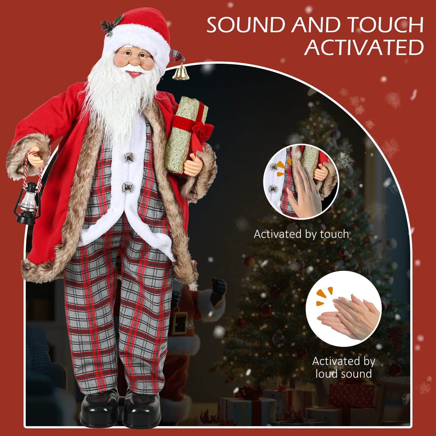 141cm Animated Santa Claus with Sound Activated for Party Festival