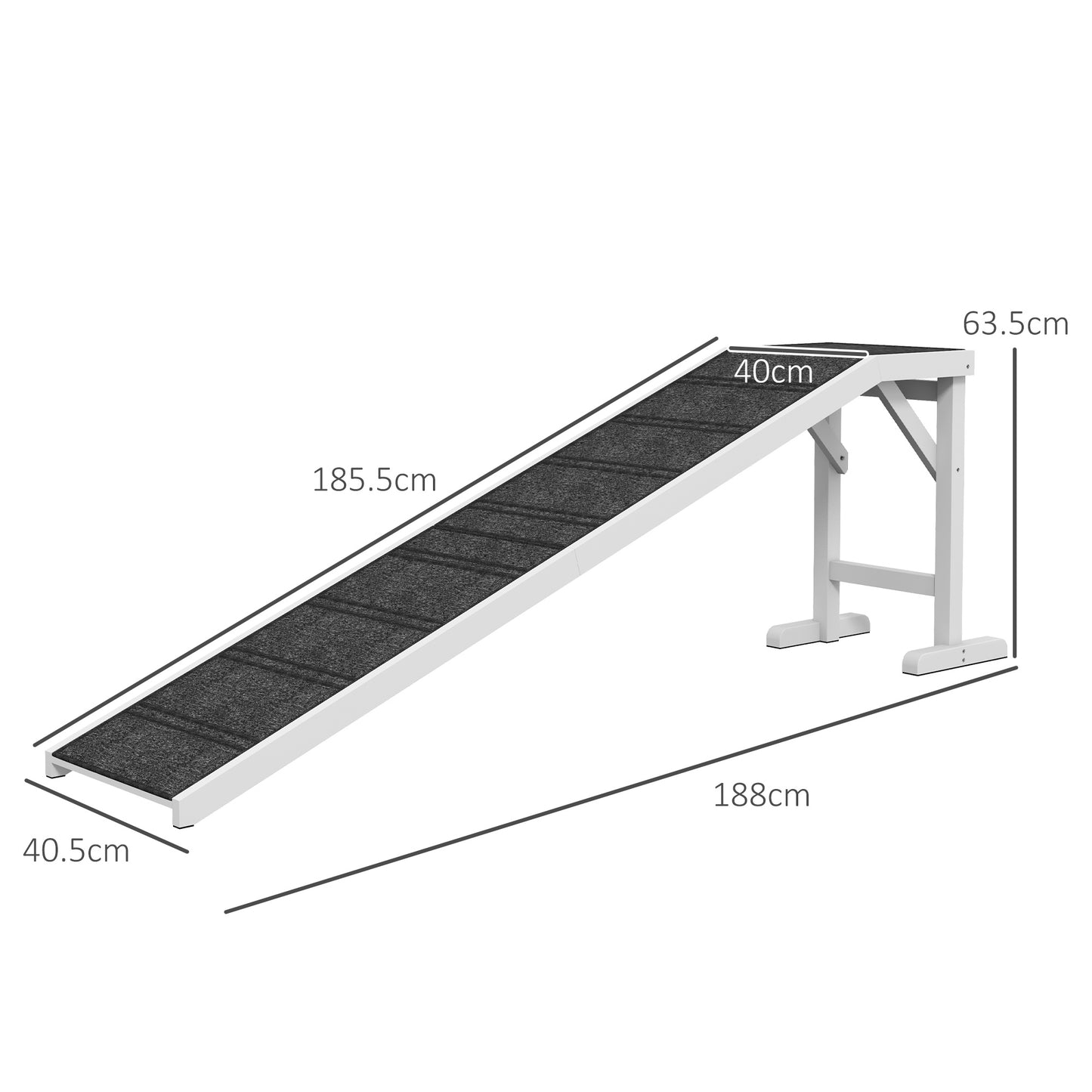 Pet Ramp for Dogs Cats with Non-Slip Carpet for Bed Sofa, White