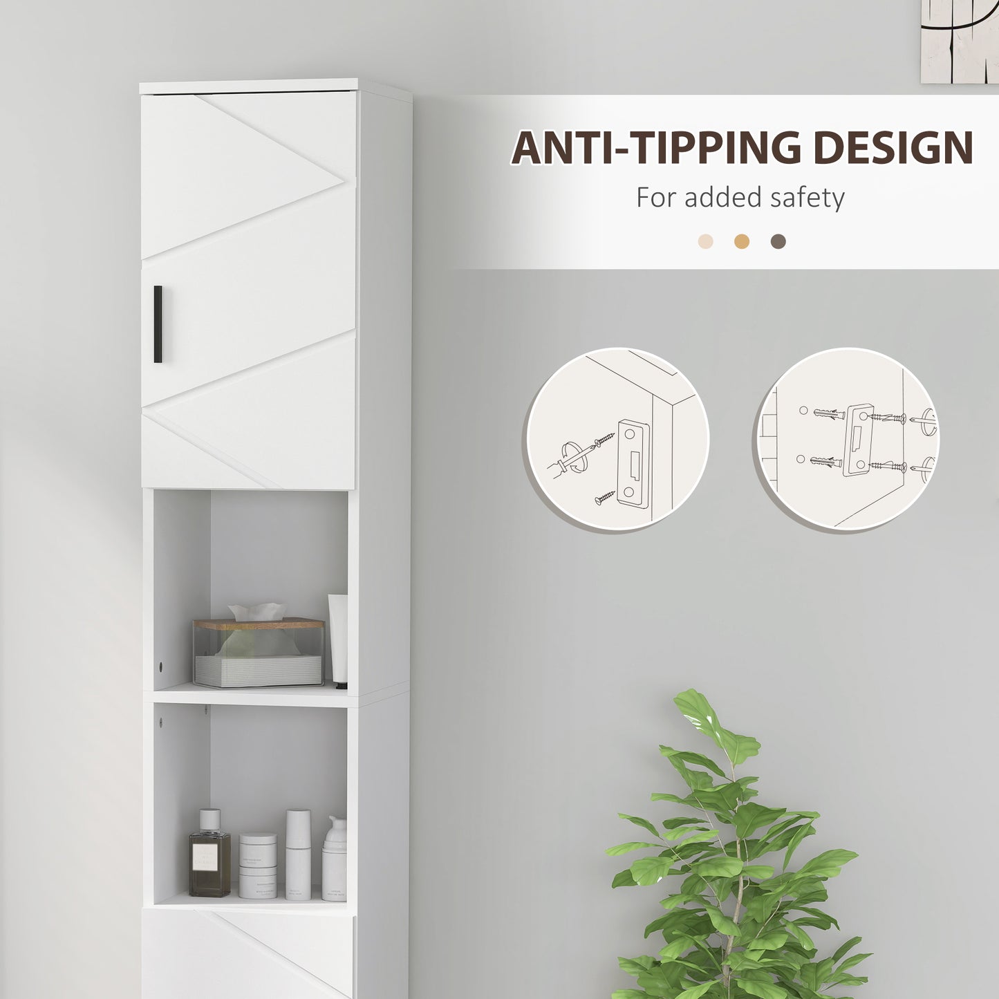 Tall Bathroom Storage Cabinet, Slim Bathroom Cabinet with Soft Close