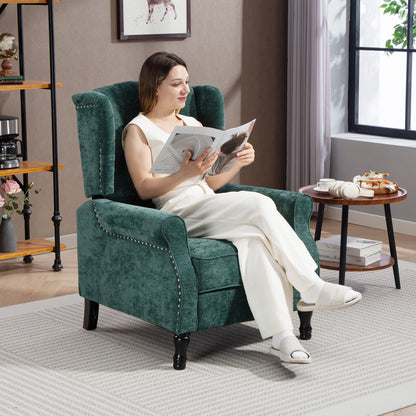 Manual Reclining Armchair Recliner with Footrest Dark Green