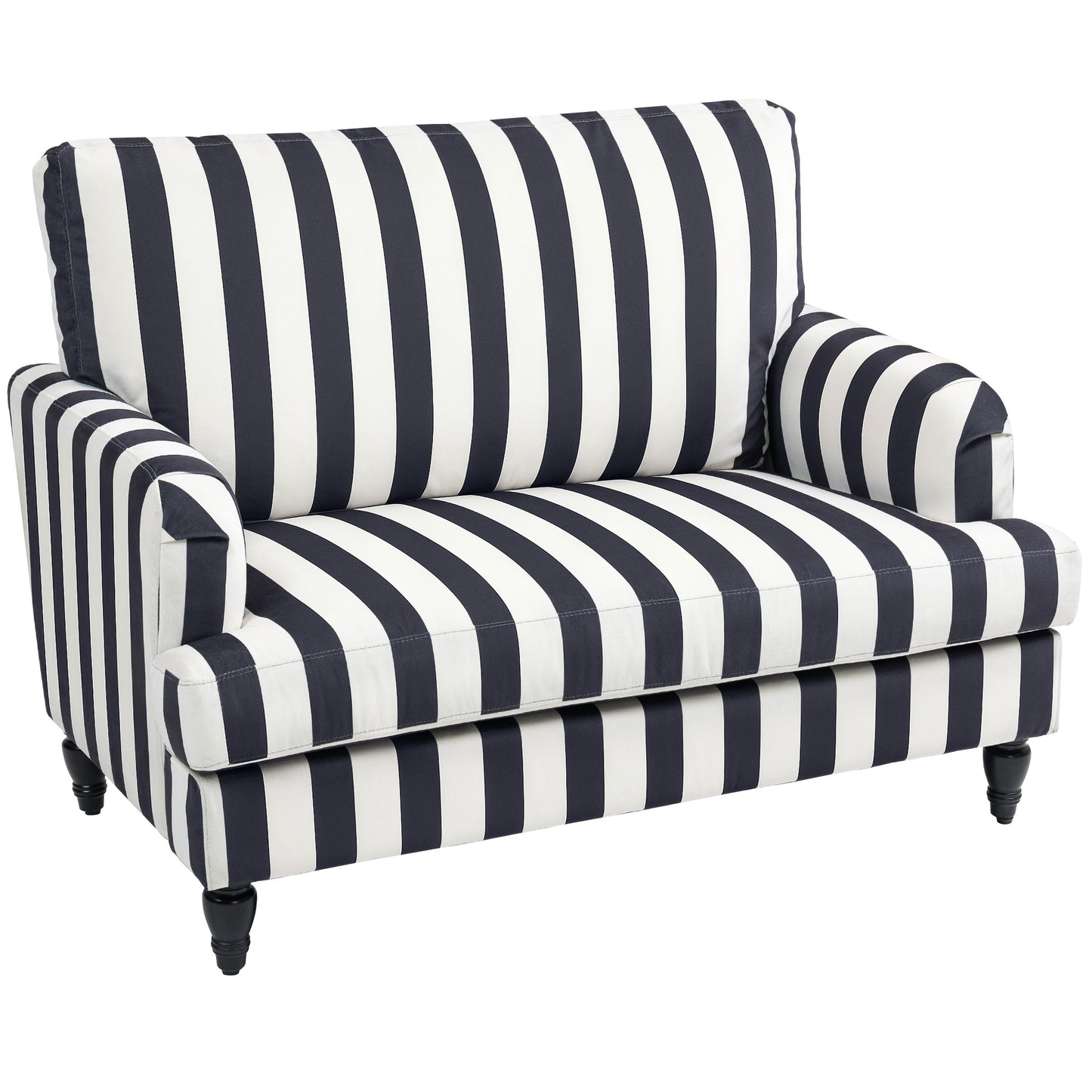 Cuddle Chair with Stripe, Armchair for Living Room, Black and White