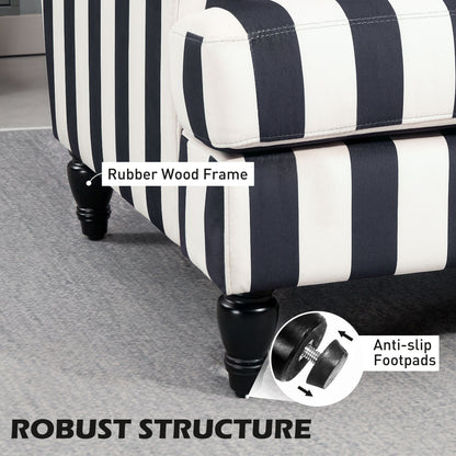 Cuddle Chair with Stripe, Armchair for Living Room, Black and White