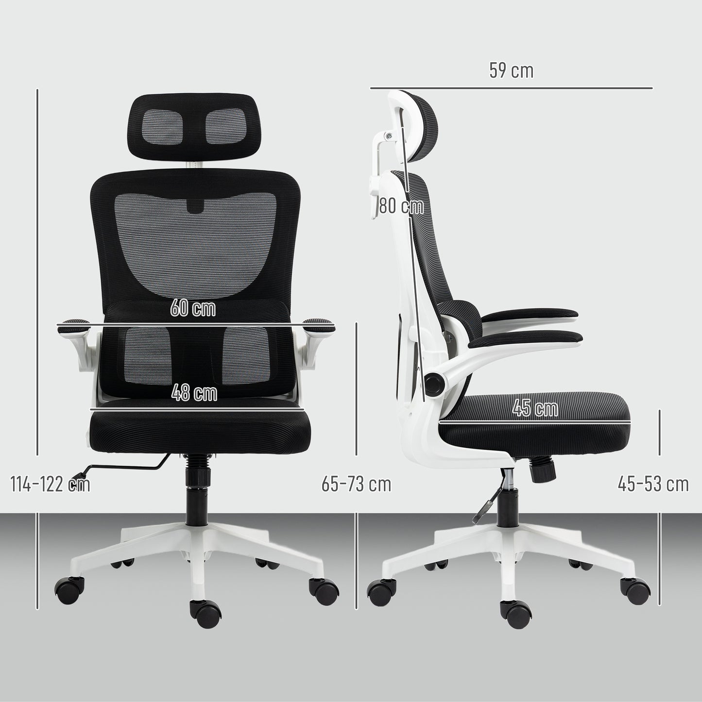 Vinsetto Mesh Office Chair with Adjustable Headrest, Lumbar Support, Black