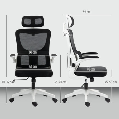 Vinsetto Mesh Office Chair with Adjustable Headrest, Lumbar Support, Black
