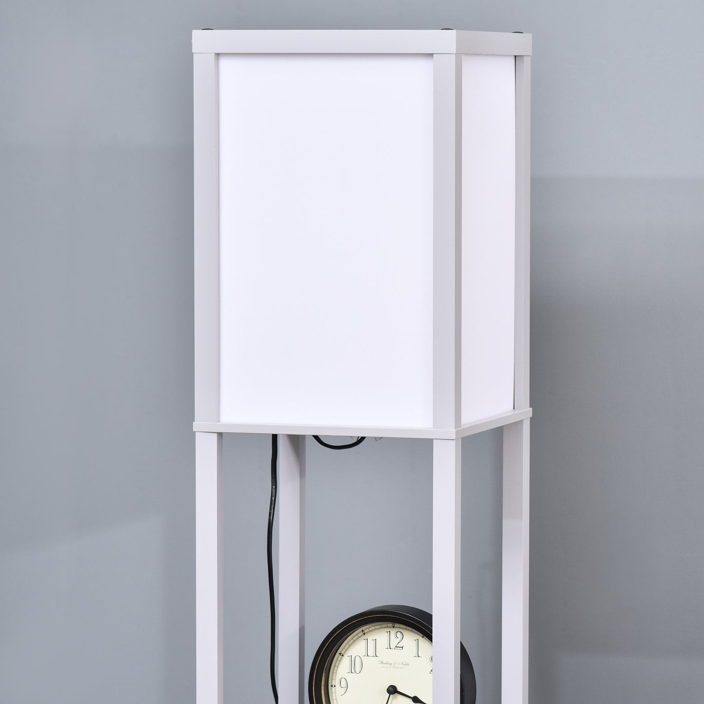 Floor Lamp Reading Lamp with 3-Tier Storage Shelf for Home Office Grey