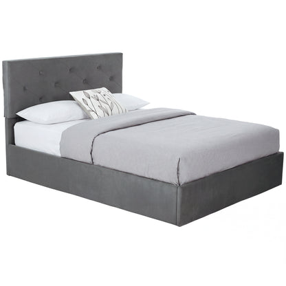 King Size Bed Frame Gas Side Lift Under Bed Storage Dark Grey