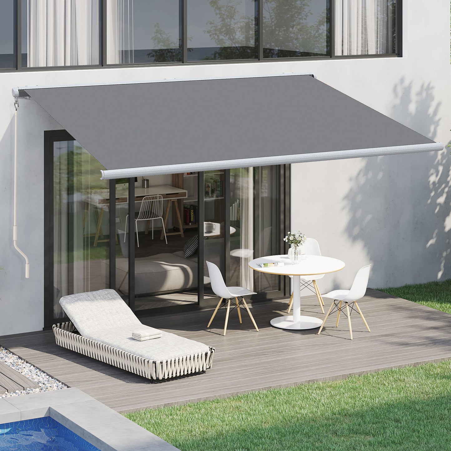 4x3m Full Cassette Electric Retractable Awning for Patio Door Window