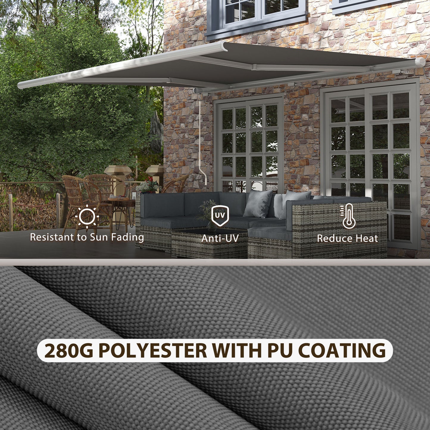 4x3m Full Cassette Electric Retractable Awning for Patio Door Window