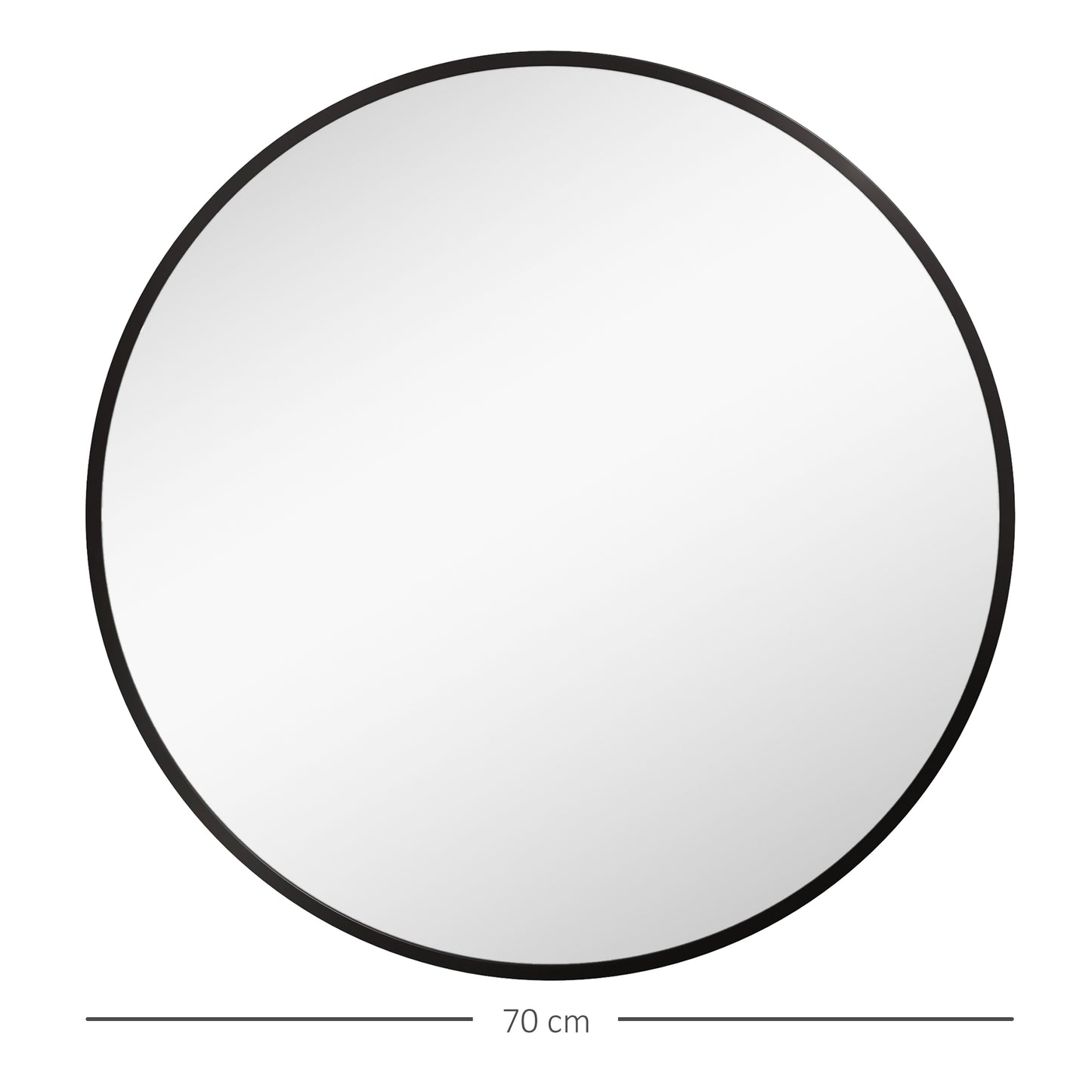 Round Bathroom Mirror, Modern Wall Mirror Aluminium Frame, 70 x 70cm