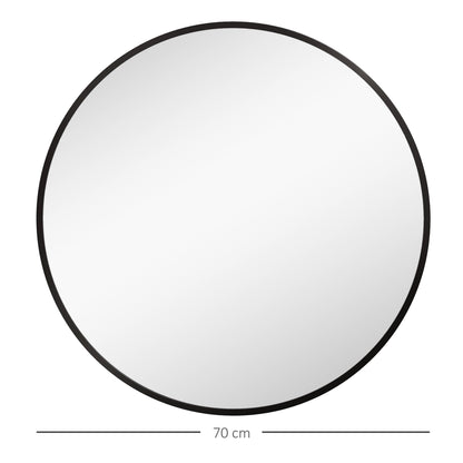 Round Bathroom Mirror, Modern Wall Mirror Aluminium Frame, 70 x 70cm