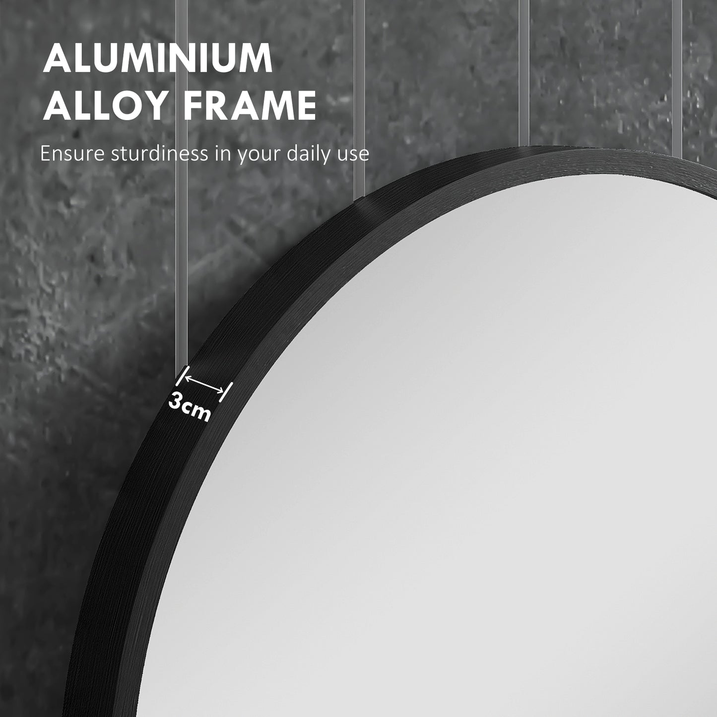Round Bathroom Mirror, Modern Wall Mirror Aluminium Frame, 70 x 70cm