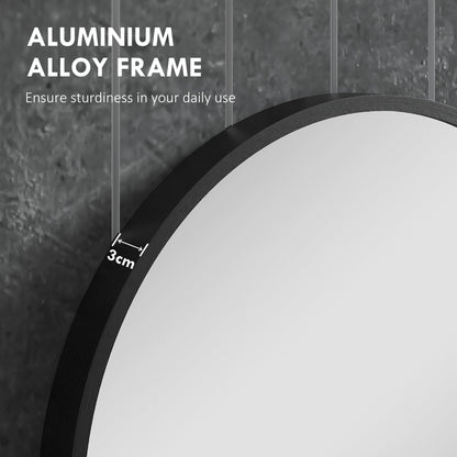 Round Bathroom Mirror, Modern Wall Mirror Aluminium Frame, 70 x 70cm