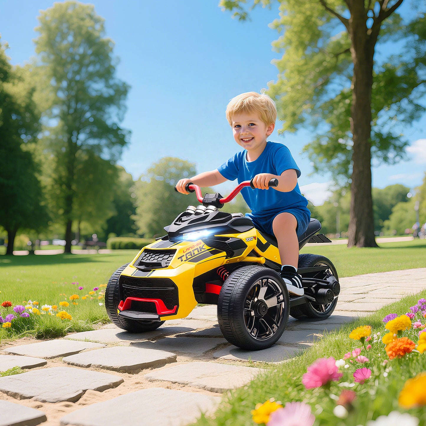 12V Kids Electric Ride On Car, Battery Powered Ride On ATV, Yellow