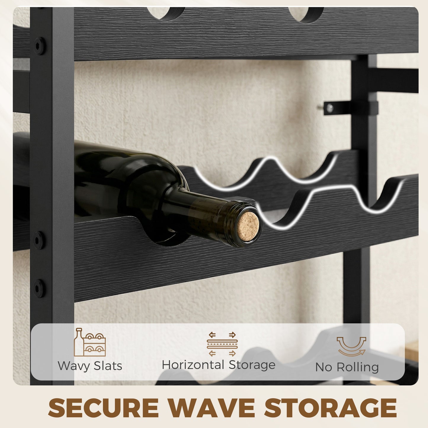 Wine Rack Freestanding 5-Tier 20-Bottle Capacity Black