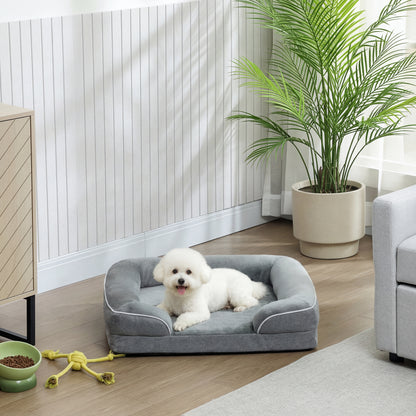 Dog Sofa Bed, Washable Pet Bed with Non-Slip Bottom, Grey