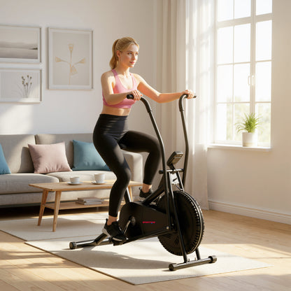 Exercise Bike with Adjustable Seat, LCD Display, Smooth Belt Drive