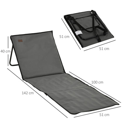 Garden Beach Chair Mat, Sun Lounger Seats with Adjustable Back - Grey