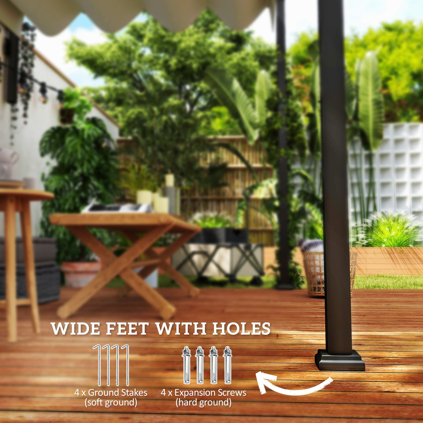 2 x 3(m) Wall Mounted Pergola with Retractable Roof, Khaki