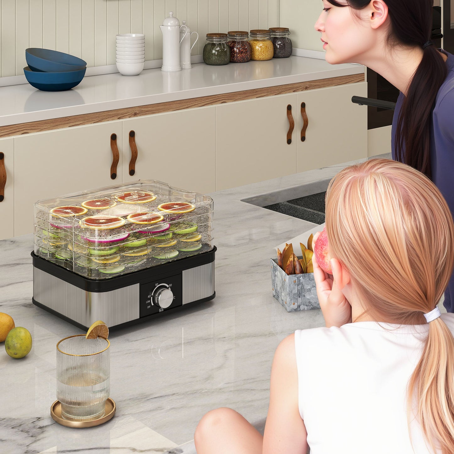 5 Tier Food Dehydrator, 245W for Drying Fruit, Meat, Vegetable, Black