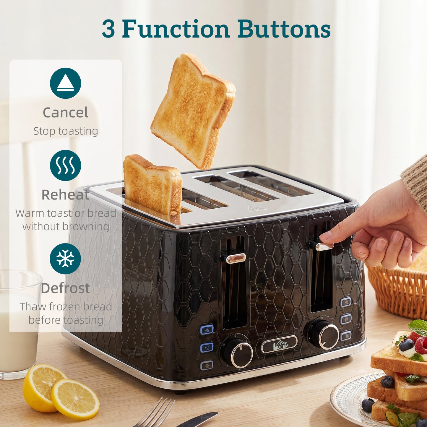 Kettle and Toaster Set with Strix Thermostat, Crumb Tray, Black